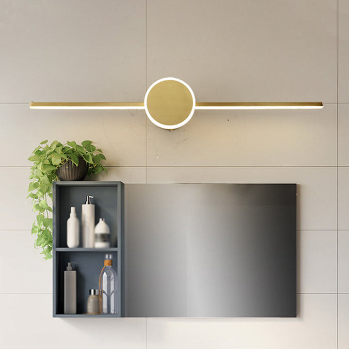 Lisslune | Modern line through cylinder wall lamp metallic LED vanity lighting light in gold