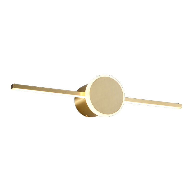 Lisslune | Modern line through cylinder wall lamp metallic LED vanity lighting light in gold