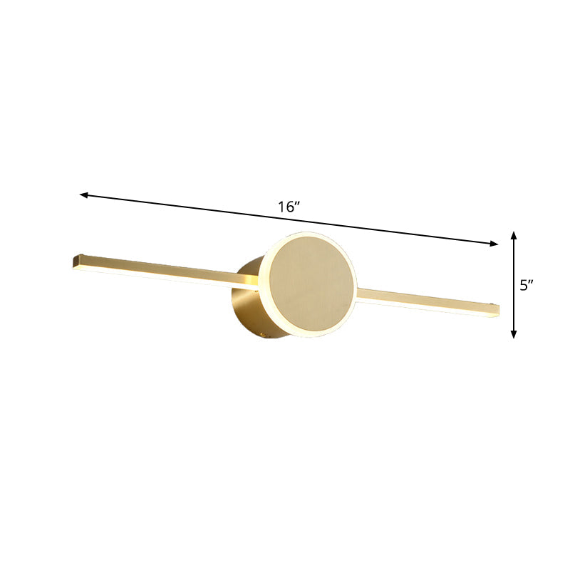 Lisslune | Modern line through cylinder wall lamp metallic LED vanity lighting light in gold