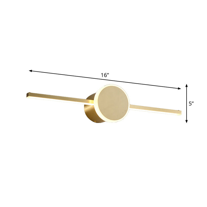 Lisslune | Modern line through cylinder wall lamp metallic LED vanity lighting light in gold
