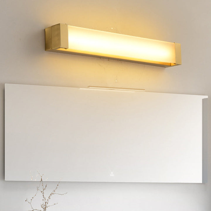 Lisslune | LED Sink Wall Light Minimalist Brass Vanity Light Fixture with Rectangular Acrylic Shade, 12"/16.5" Wide
