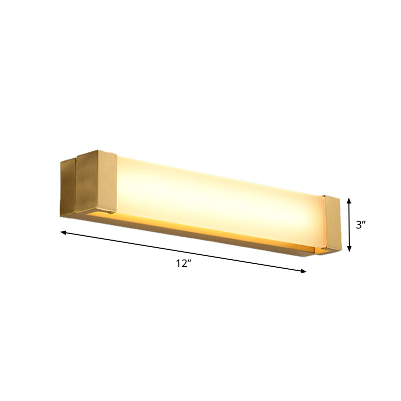 Lisslune | LED Sink Wall Light Minimalist Brass Vanity Light Fixture with Rectangular Acrylic Shade, 12"/16.5" Wide