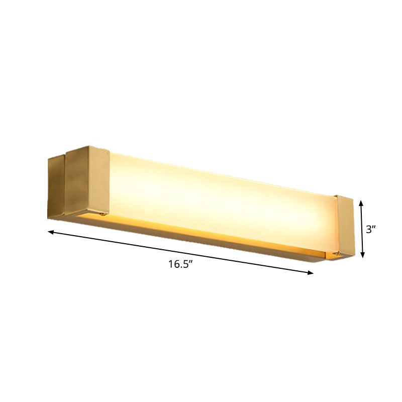 Lisslune | LED Sink Wall Light Minimalist Brass Vanity Light Fixture with Rectangular Acrylic Shade, 12"/16.5" Wide