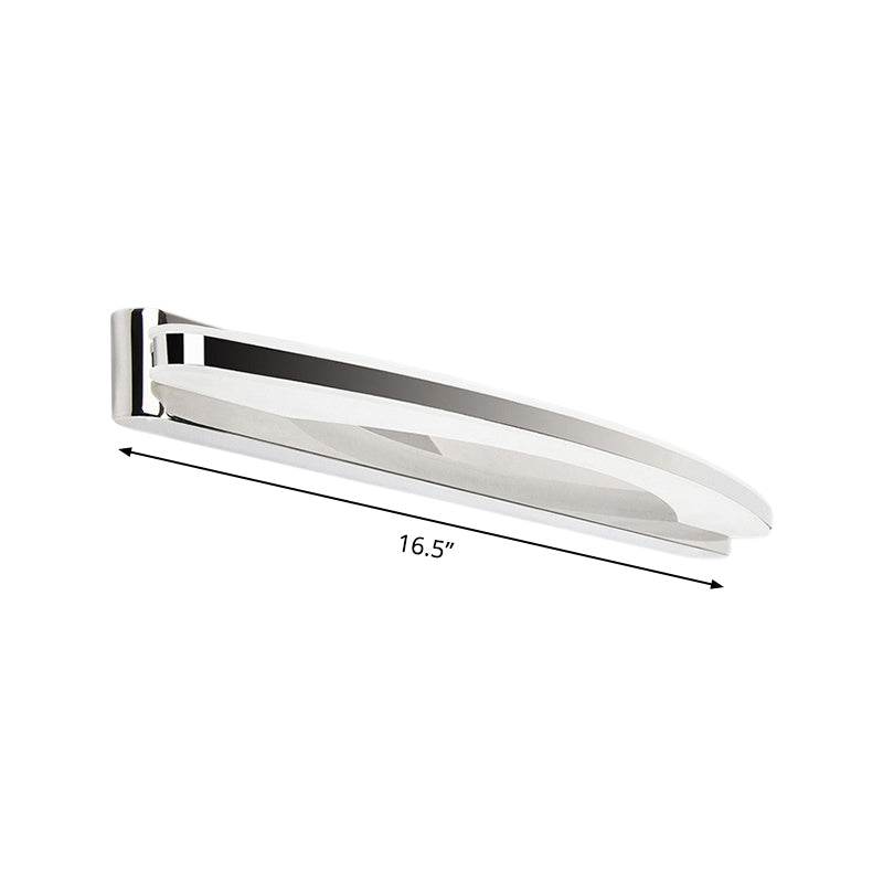 Lisslune | Modern LED Wall Light Chrome Arch-Shaped Mirror Lighting with Acrylic Shade in Warm/White Light