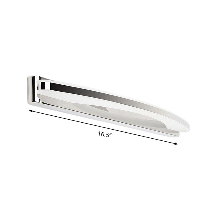 Lisslune | Modern LED Wall Light Chrome Arch-Shaped Mirror Lighting with Acrylic Shade in Warm/White Light
