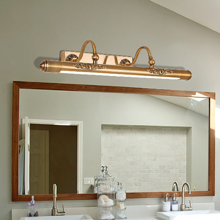 Lisslune | Brass Thin Tube Wall Mounted Lamp Modernism Full Copper LED Mirror Lighting Idea with 2 Arms