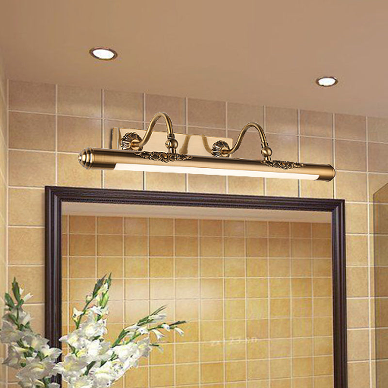Lisslune | Brass Thin Tube Wall Mounted Lamp Modernism Full Copper LED Mirror Lighting Idea with 2 Arms