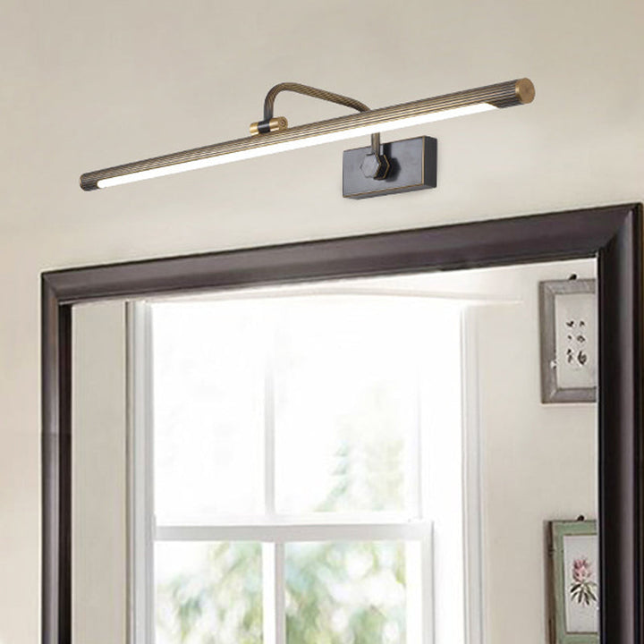 Lisslune | Tube LED Wall Lamp Vanity Simplicity Metal Black and Gold Wall Mounted Lamp with Swingarm