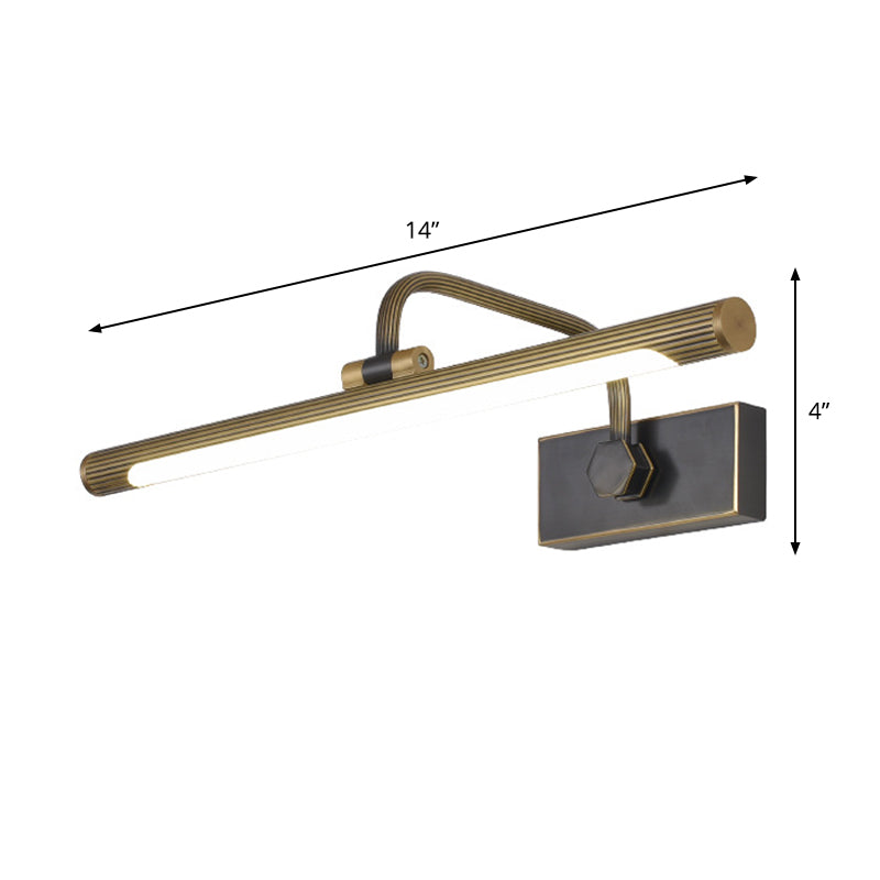 Lisslune | Tube LED Wall Lamp Vanity Simplicity Metal Black and Gold Wall Mounted Lamp with Swingarm