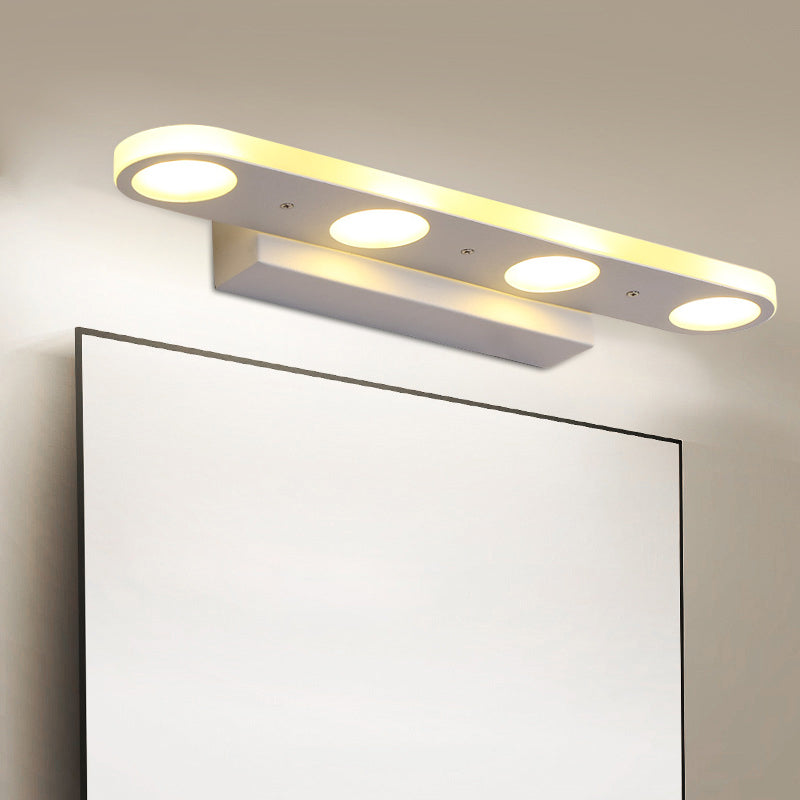 Lisslune | Rectangular Wall Lamps Vanity Simplicity Metal 4/6-Light White Wall Mounted Lamp in Warm/White Light