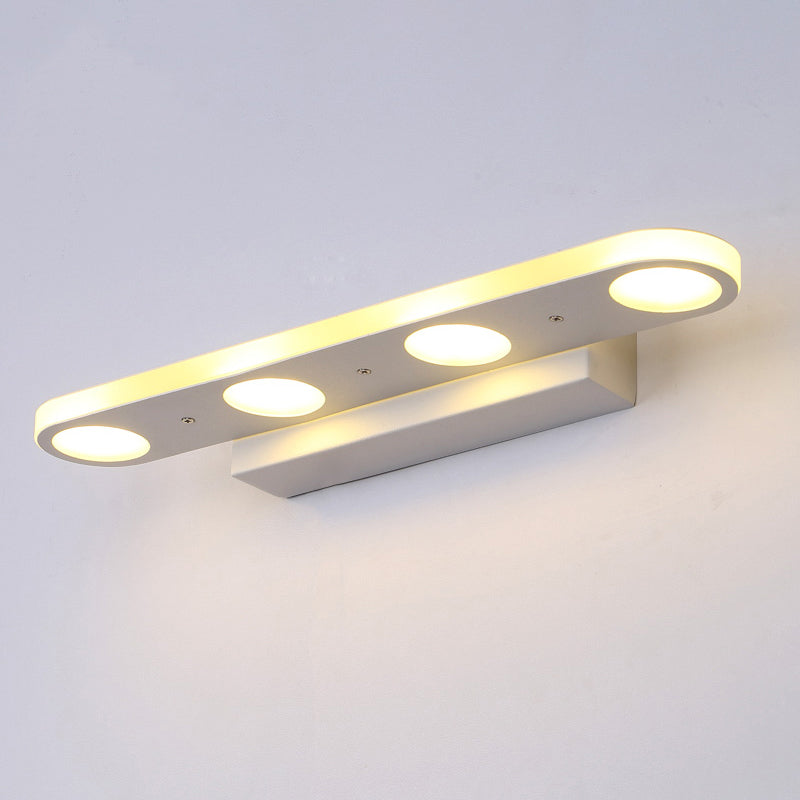 Lisslune | Rectangular Wall Lamps Vanity Simplicity Metal 4/6-Light White Wall Mounted Lamp in Warm/White Light