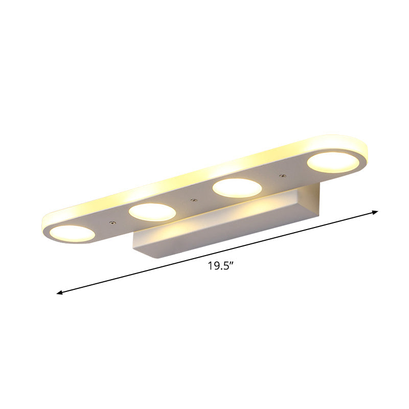 Lisslune | Rectangular Wall Lamps Vanity Simplicity Metal 4/6-Light White Wall Mounted Lamp in Warm/White Light
