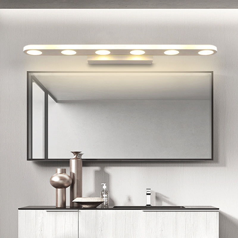 Lisslune | Rectangular Wall Lamps Vanity Simplicity Metal 4/6-Light White Wall Mounted Lamp in Warm/White Light