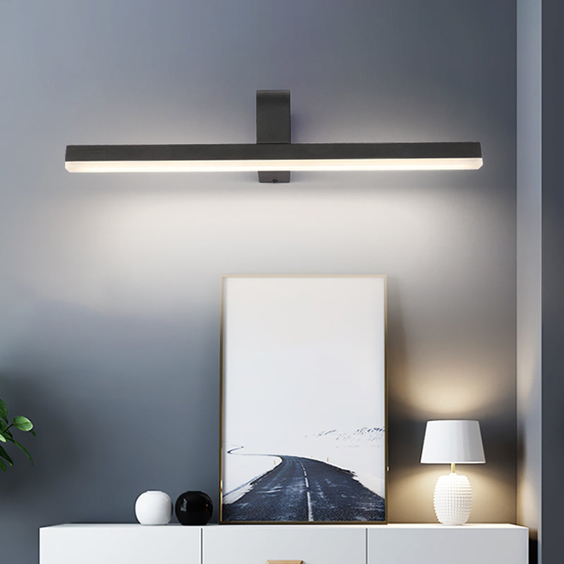 Lisslune | LED Bathroom Mirror Light Modern Style Black/White Wall Lighting Ideas with Slim Metal Shade in Warm/White Light