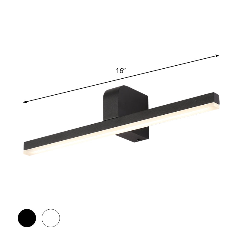Lisslune | LED Bathroom Mirror Light Modern Style Black/White Wall Lighting Ideas with Slim Metal Shade in Warm/White Light