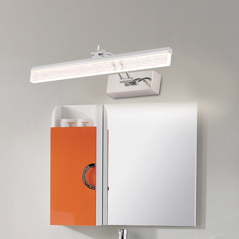 Lisslune | 16"/23.5" L LED Bathroom Wall Vanity Light Modernism Silver Wall Sconce Lighting with Rectangular Acrylic Shade in Warm/White Light