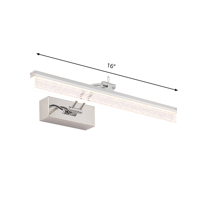 Lisslune | 16"/23.5" L LED Bathroom Wall Vanity Light Modernism Silver Wall Sconce Lighting with Rectangular Acrylic Shade in Warm/White Light