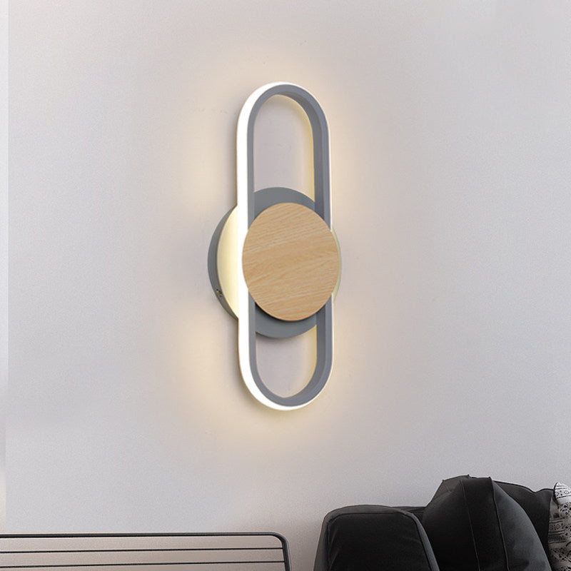 Lisslune | Gray oval and round wall-mounted lighting contemporary LED metal wall candle holder lighting for the bedside table