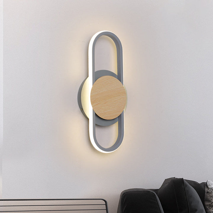 Lisslune | Gray oval and round wall-mounted lighting contemporary LED metal wall candle holder lighting for the bedside table