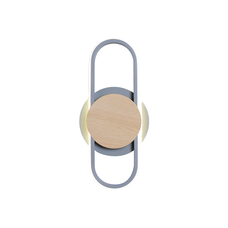 Lisslune | Gray oval and round wall-mounted lighting contemporary LED metal wall candle holder lighting for the bedside table
