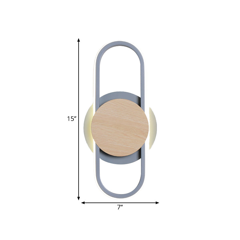 Lisslune | Gray oval and round wall-mounted lighting contemporary LED metal wall candle holder lighting for the bedside table