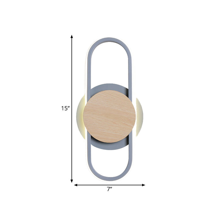 Lisslune | Gray oval and round wall-mounted lighting contemporary LED metal wall candle holder lighting for the bedside table