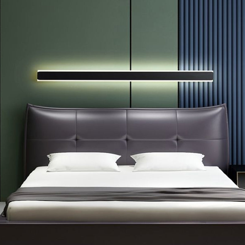 Lisslune | Streamlined LED Wall Lighting Idea Minimalism Metal Bedroom Wall Lamp Light in Black/White