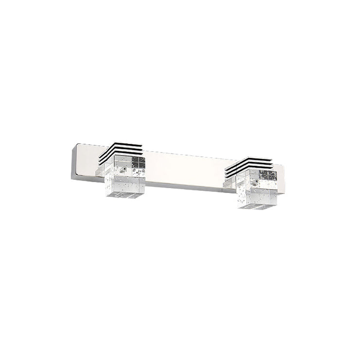 Lisslune | Cuben Bathroom Wall Lamp Clear Crystal 2/3 Bulbs Modernism Wall Lighting in Chrome, Warm/White Light