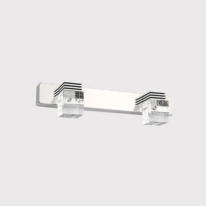 Lisslune | Cuben Bathroom Wall Lamp Clear Crystal 2/3 Bulbs Modernism Wall Lighting in Chrome, Warm/White Light
