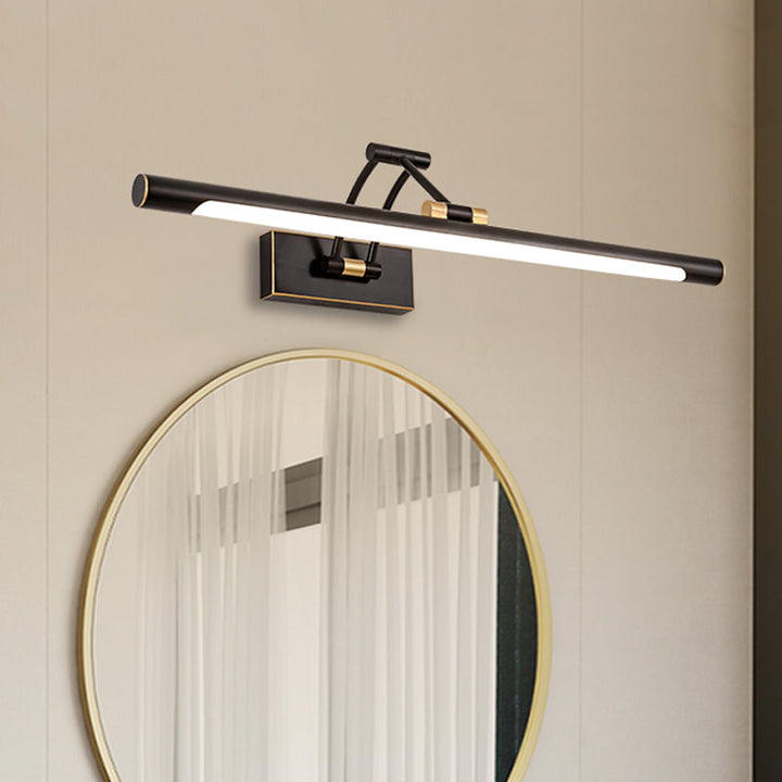 Lisslune | Metallic Tubular Vanity Lighting Modern LED Wall Sconce Light in Black/Gold with Folding Arm