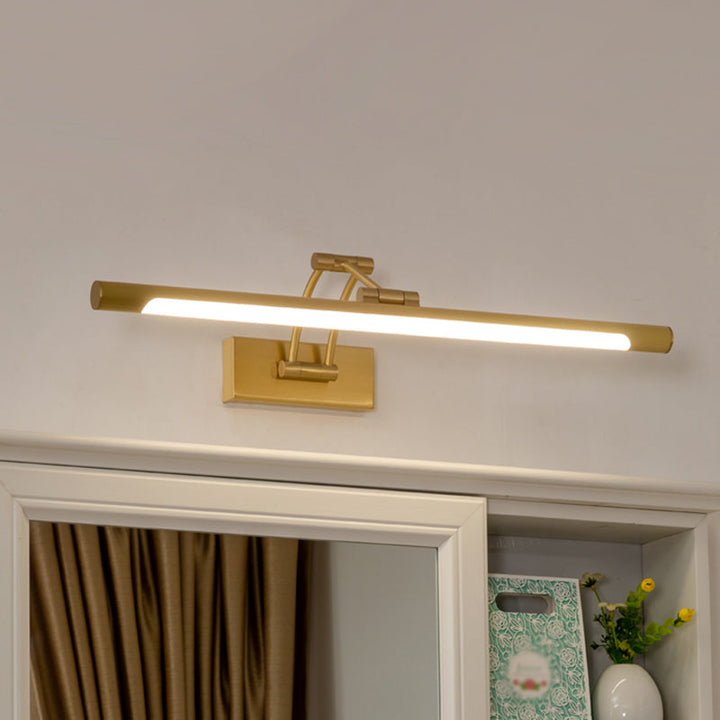 Lisslune | Metallic Tubular Vanity Lighting Modern LED Wall Sconce Light in Black/Gold with Folding Arm