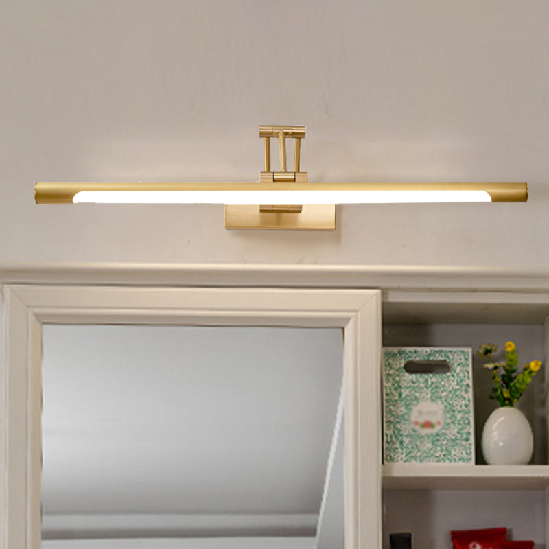 Lisslune | Metallic Tubular Vanity Lighting Modern LED Wall Sconce Light in Black/Gold with Folding Arm