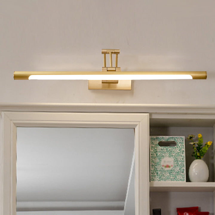 Lisslune | Metallic Tubular Vanity Lighting Modern LED Wall Sconce Light in Black/Gold with Folding Arm