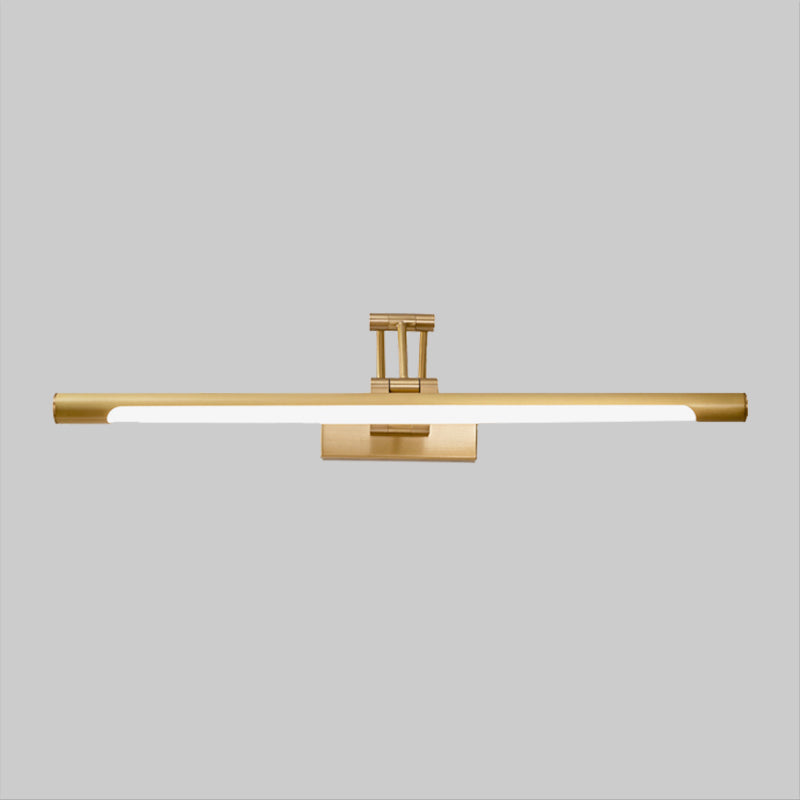 Lisslune | Metallic Tubular Vanity Lighting Modern LED Wall Sconce Light in Black/Gold with Folding Arm