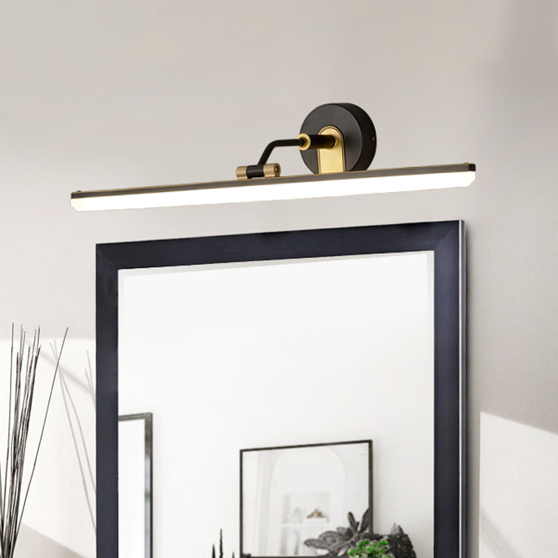 Lisslune | Adjustable Metal Arm LED Wall Light Cosmetic Bar Lamp Contemporary Black/Brass Wall Sconce Lighting, 18"/23" Width