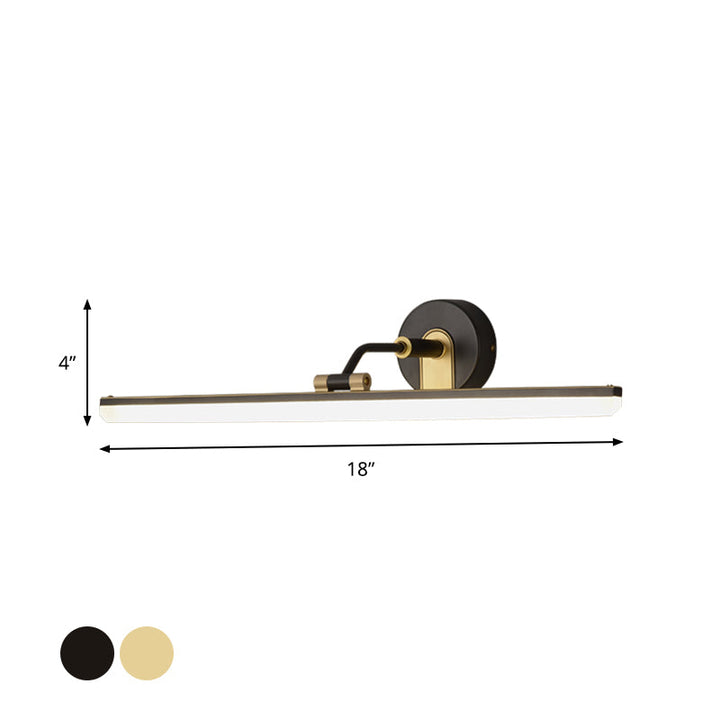 Lisslune | Adjustable Metal Arm LED Wall Light Cosmetic Bar Lamp Contemporary Black/Brass Wall Sconce Lighting, 18"/23" Width