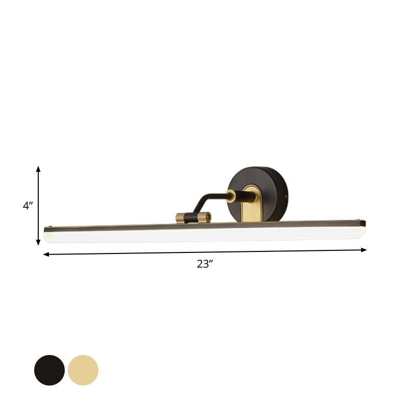 Lisslune | Adjustable Metal Arm LED Wall Light Cosmetic Bar Lamp Contemporary Black/Brass Wall Sconce Lighting, 18"/23" Width
