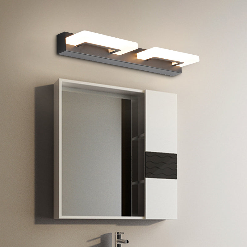 Lisslune | Acrylic Rectangle Wall Lighting Modern 2/3 Heads Wall Lighting Ideas in Black for Bathroom, Warm/White Light