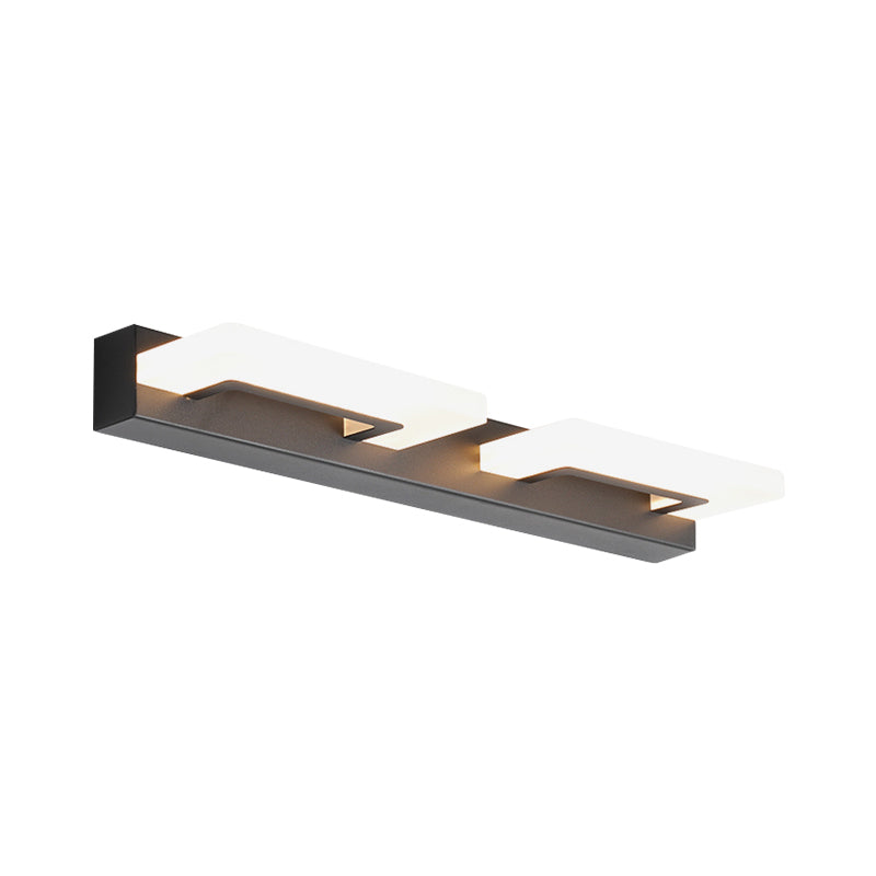 Lisslune | Acrylic Rectangle Wall Lighting Modern 2/3 Heads Wall Lighting Ideas in Black for Bathroom, Warm/White Light