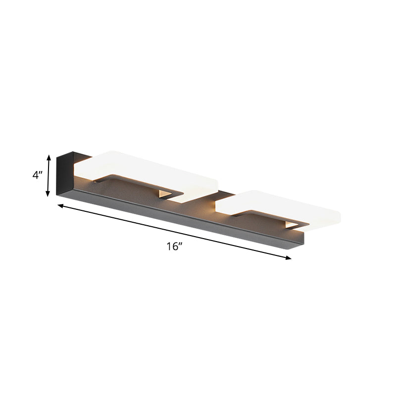 Lisslune | Acrylic Rectangle Wall Lighting Modern 2/3 Heads Wall Lighting Ideas in Black for Bathroom, Warm/White Light