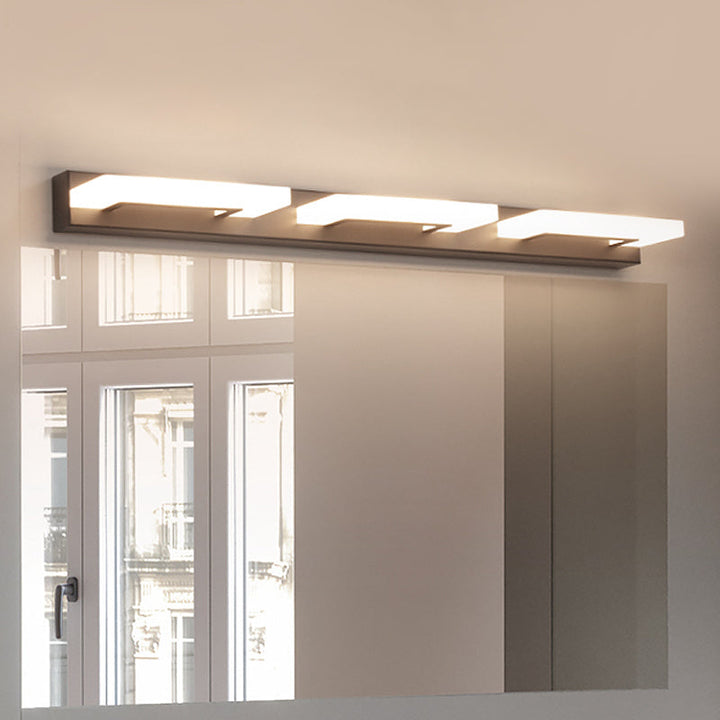 Lisslune | Acrylic Rectangle Wall Lighting Modern 2/3 Heads Wall Lighting Ideas in Black for Bathroom, Warm/White Light