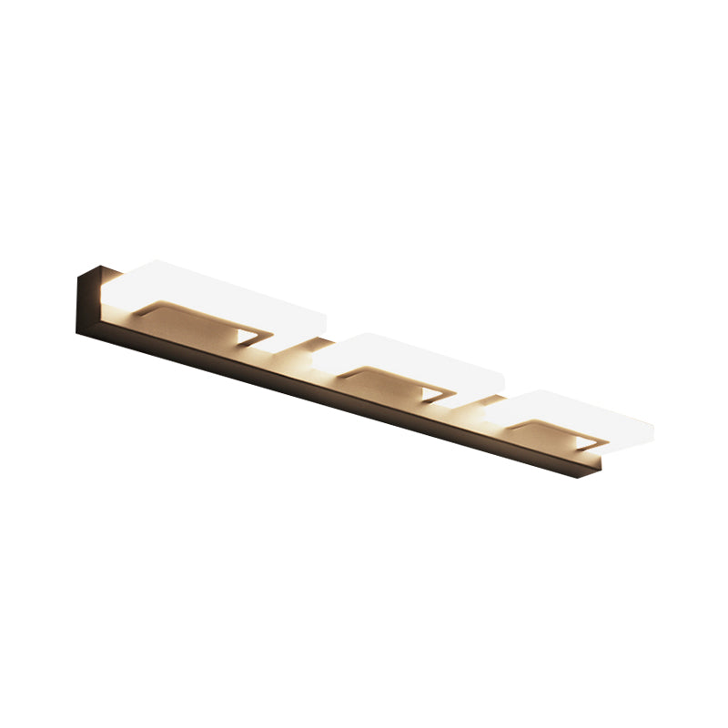 Lisslune | Acrylic Rectangle Wall Lighting Modern 2/3 Heads Wall Lighting Ideas in Black for Bathroom, Warm/White Light
