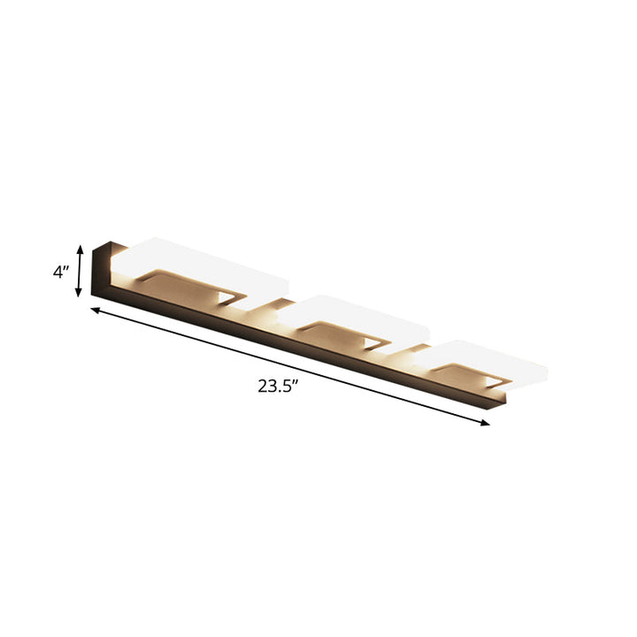 Lisslune | Acrylic Rectangle Wall Lighting Modern 2/3 Heads Wall Lighting Ideas in Black for Bathroom, Warm/White Light