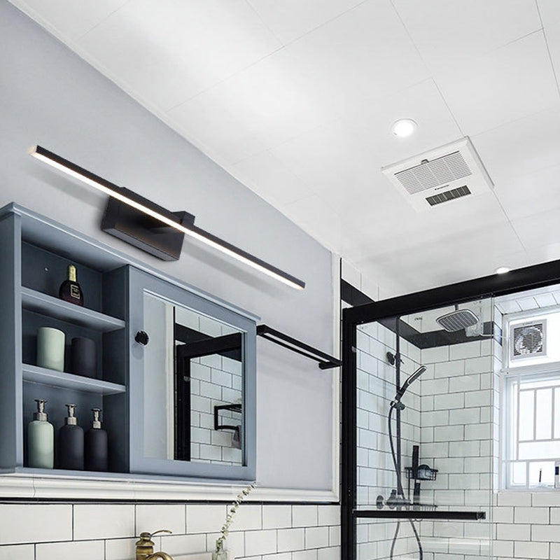 Lisslune | Streamlined Vanity Wall Lamp Simple Metal LED Black Wall Light in Warm/White Light for Bathroom