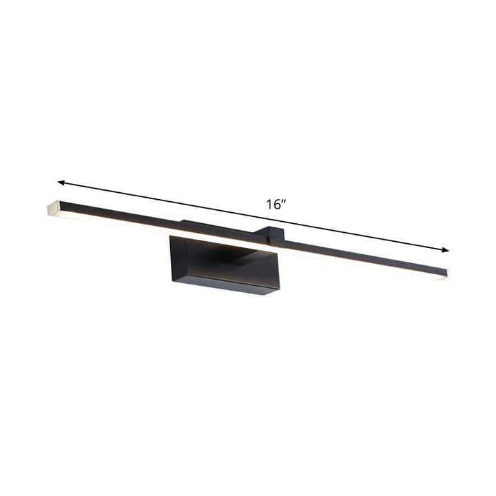 Lisslune | Streamlined Vanity Wall Lamp Simple Metal LED Black Wall Light in Warm/White Light for Bathroom