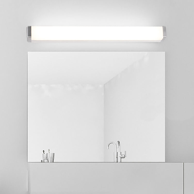 Lisslune | Metal Rectangle Vanity Lighting Modern LED Silver Wall Sconce Light in Warm/White Light for Bathroom