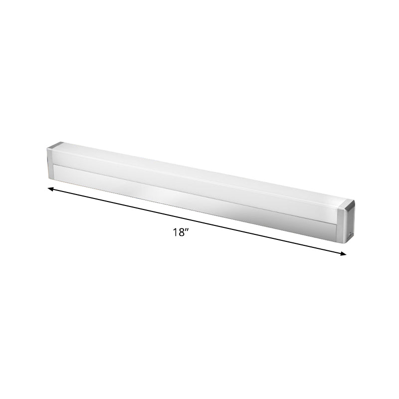 Lisslune | Metal Rectangle Vanity Lighting Modern LED Silver Wall Sconce Light in Warm/White Light for Bathroom