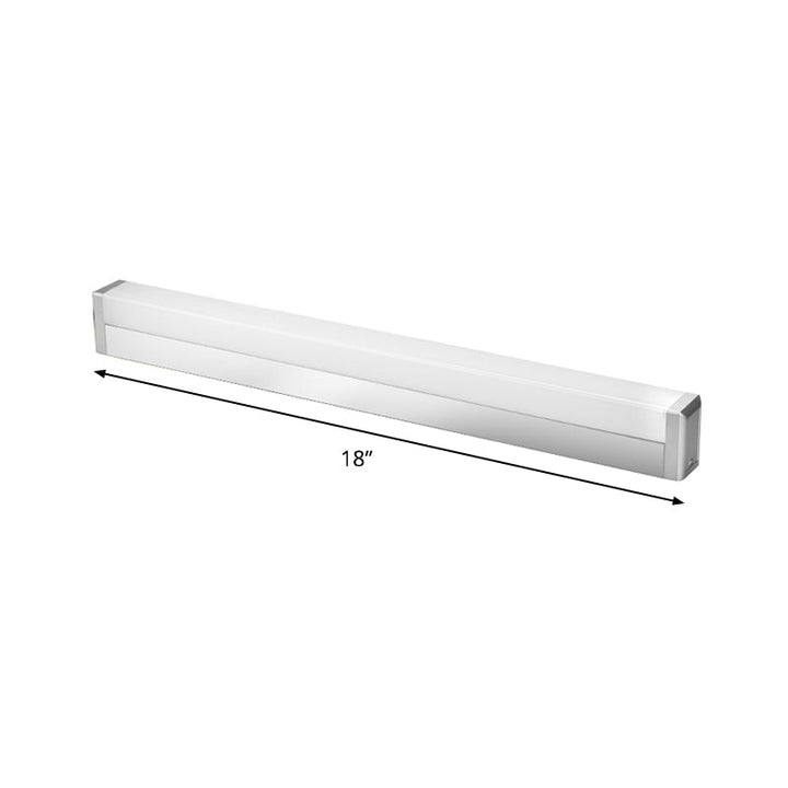 Lisslune | Metal Rectangle Vanity Lighting Modern LED Silver Wall Sconce Light in Warm/White Light for Bathroom