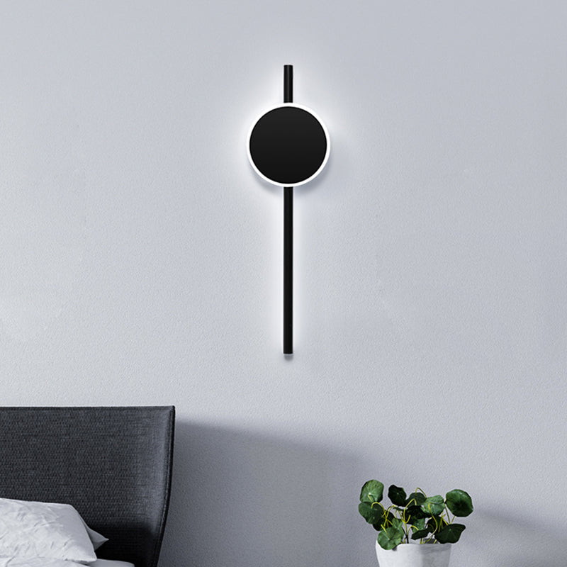 Lisslune | Nordic LED Flush Wall Lamp Black Round and Bar Wall Lighting Ideas with Metallic Shade in Warm/White Light