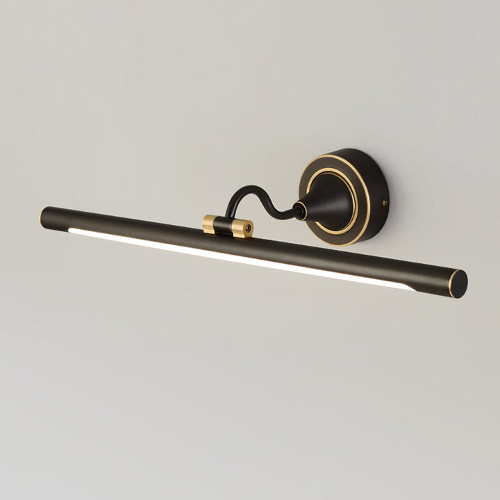 Lisslune | Metallic linear LED wall light contemporary black/gold adjustable vanity light fixture with acrylic shade